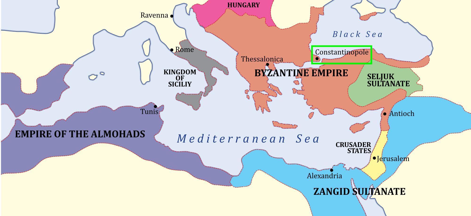 コンスタンチノープルの地図の位置 コンスタンチノープル地図のヨーロッパトルコ