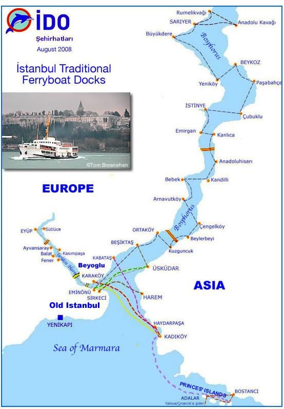 ボスポラス海峡フェリーの地図