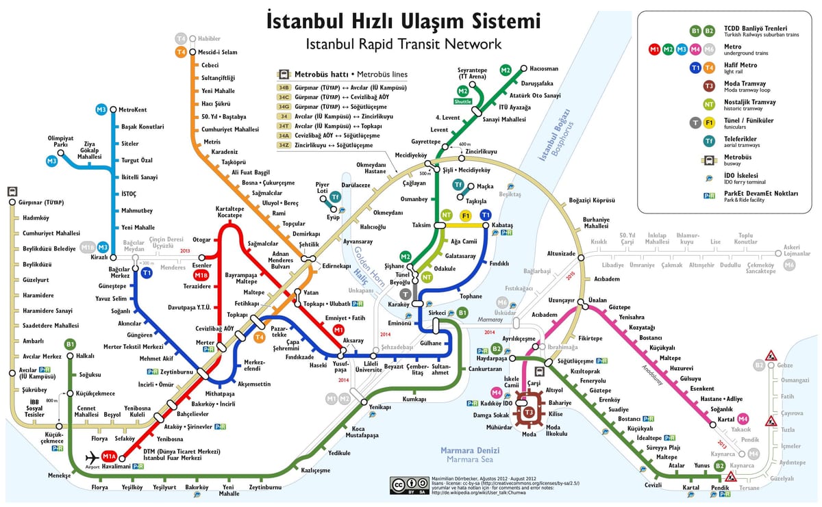 地図のイスタンブールケーブルカー
