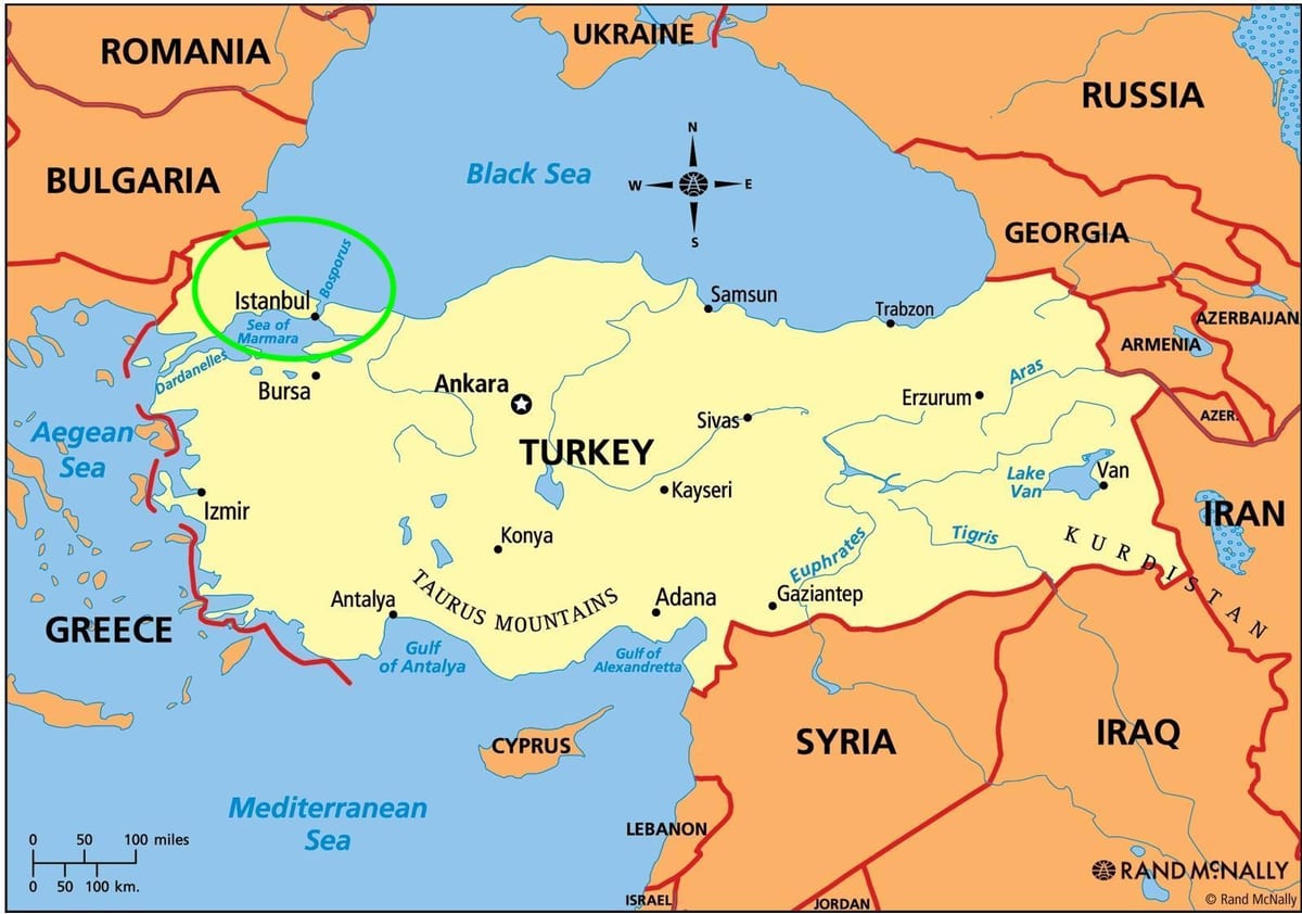イスタンブールの場所が地図