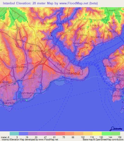 地図のイスタンブール地形