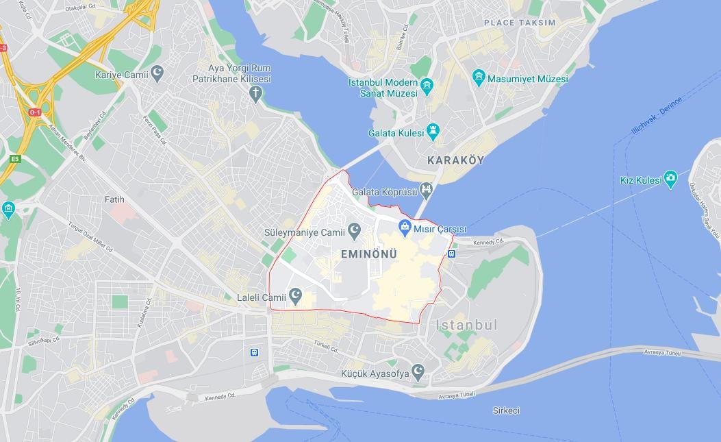 地図のエミノニュイスタンブール