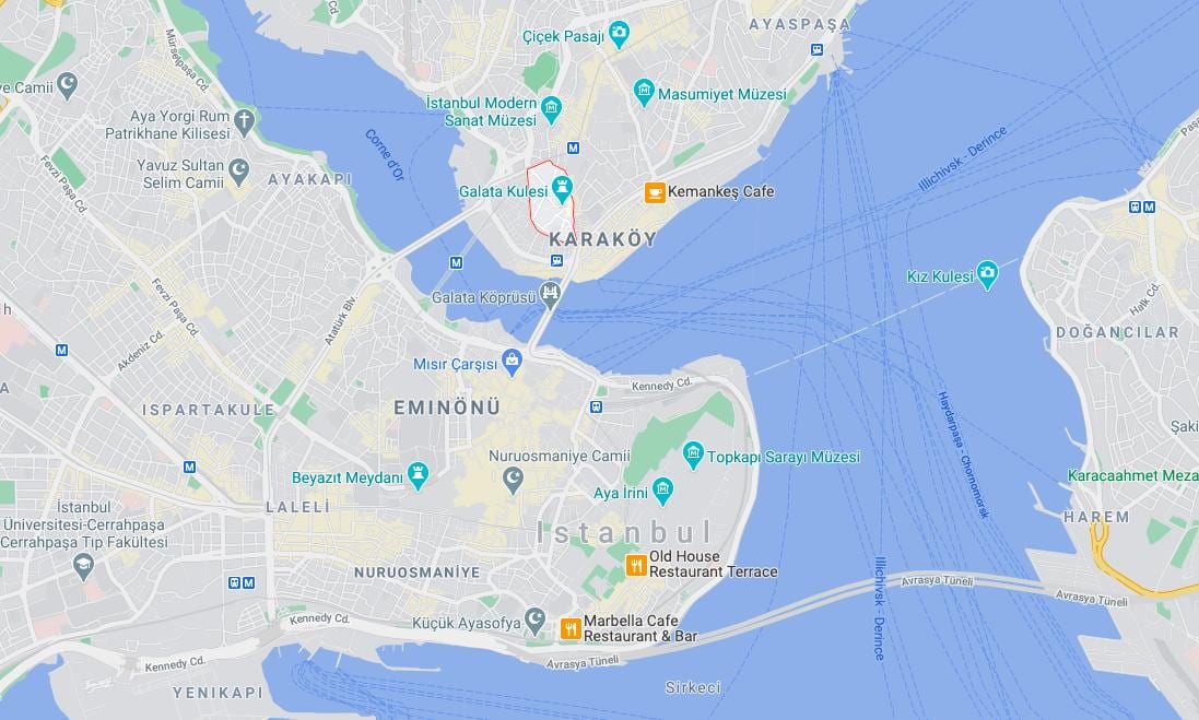 地図のガラタイスタンブール