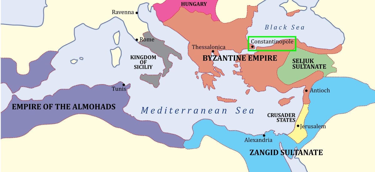 コンスタンチノープルに欧州地図