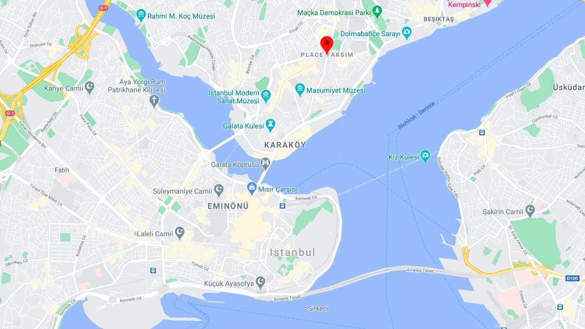 地図のタクシム広場のイスタンブール