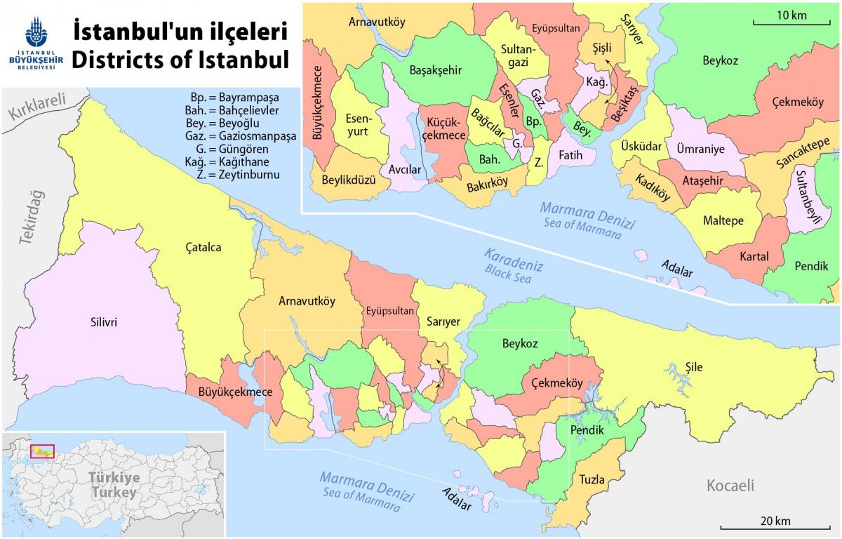 イスタンブール地区の地図