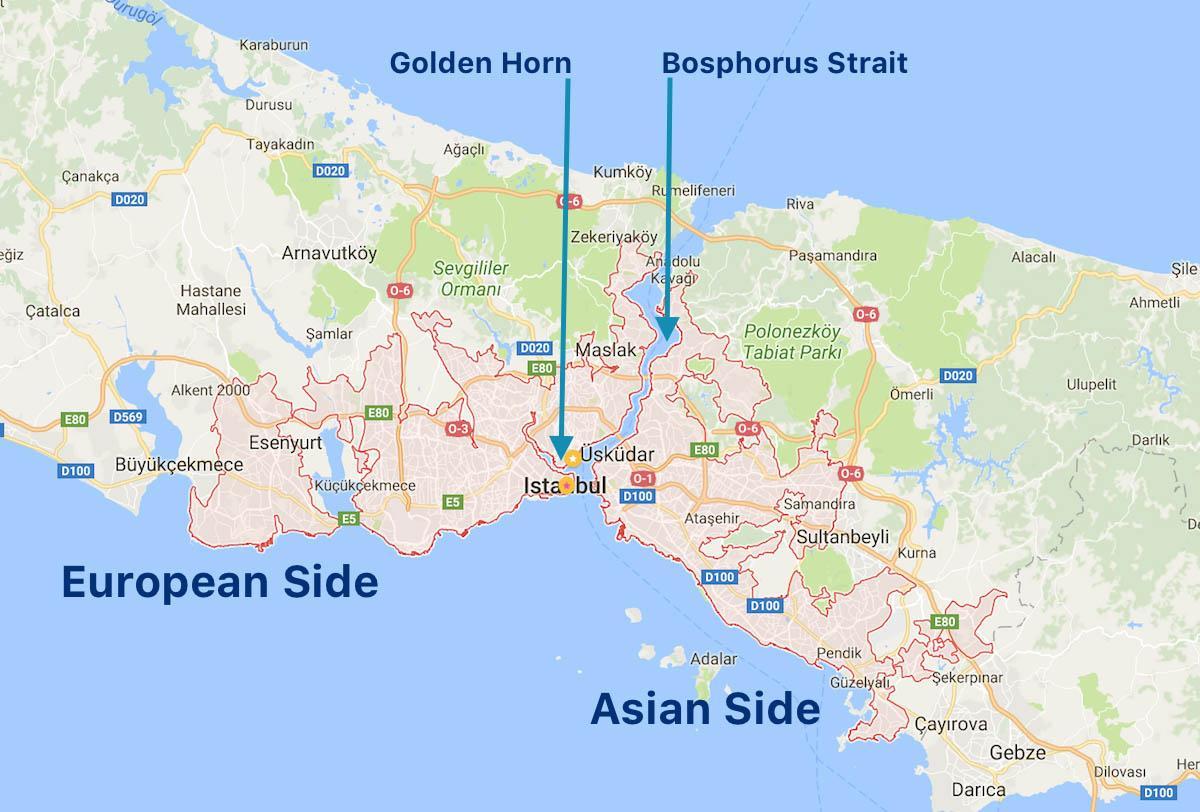 イスタンブールの欧州側の地図