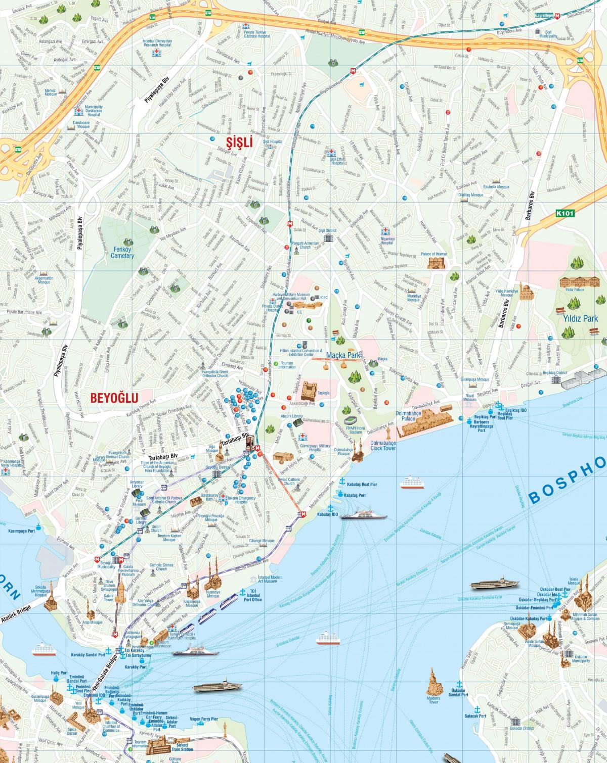地図のイスタンブールシシュリ-国際会議場地区地区
