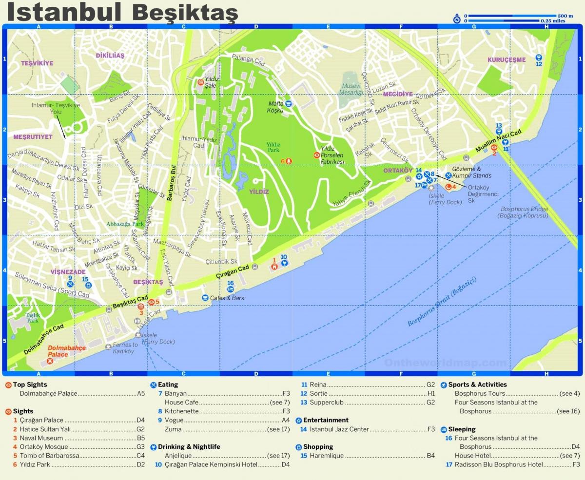 地図のベシクタシュ周辺のイスタンブール