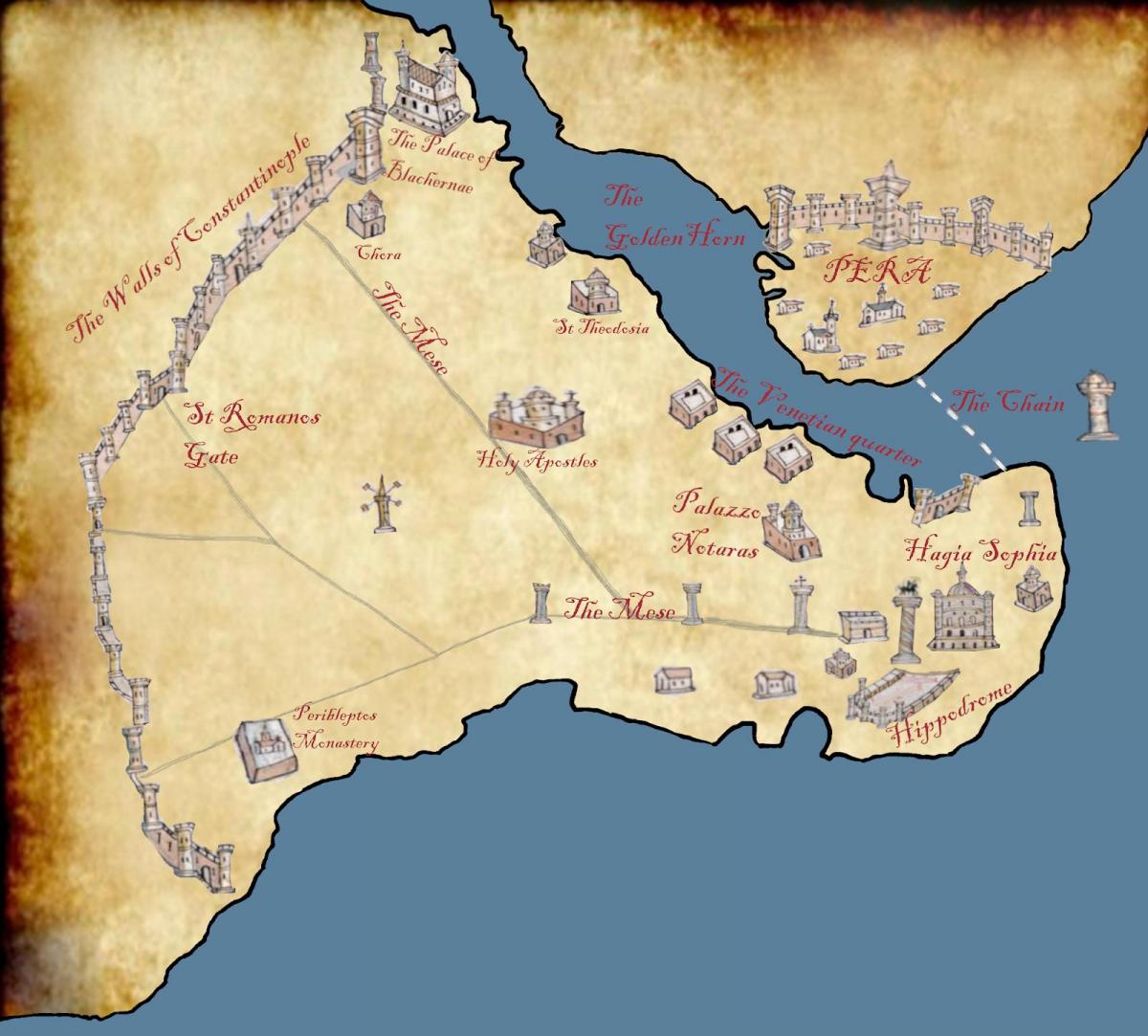 地図コンスタンチノープル1453