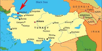 地図のイスタンブールおよび周辺諸国