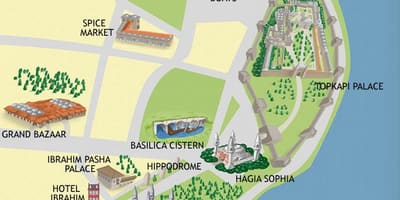 ブルーモスクイスタンブールの地図